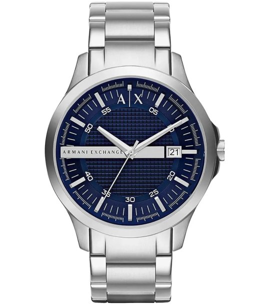 Мъжки сребрист часовник със син циферблат Armani Exchange снимка