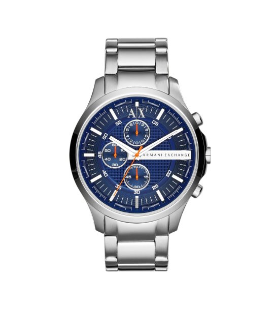 Мъжки сребрист часовник с син циферблат и хронограф Armani Exchange снимка