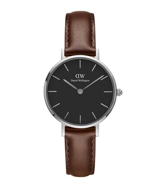 Дамски сребрист часовник с кафява кожена каишка Daniel Wellington снимка