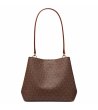 Кафява дамска чанта за рамо с монограм Michael Kors-1 снимка