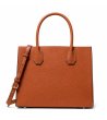 Дамска кафява кожена чанта с висулка MICHAEL KORS MERCER-1 снимка
