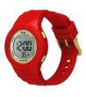 Унисекс червен дигитален часовник със златист дисплей ICE Digit Red Gold Small-1 снимка