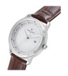 Мъжки сребрист часовник с кафява кожена каишка Pierre Cardin-1 снимка