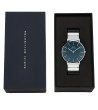 Дамски сребрист часовник с тъмносин циферблат Classic Piano Link Daniel Wellington-1 снимка