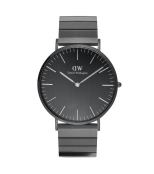 Дамски черен часовник с метална верижка Daniel Wellington Classic Piano Link снимка