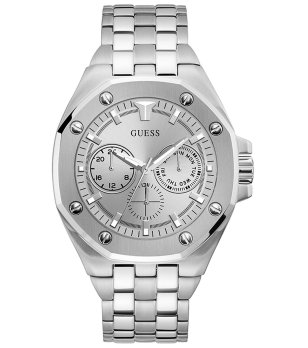 Мъжки сребрист часовник от неръждаема стомана Guess снимка