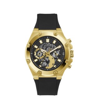 Мъжки черно-златист кварцов часовник с силиконова верижка Guess снимка