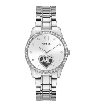 Дамски сребрист часовник с декоративно сърце Guess Be Loved снимка