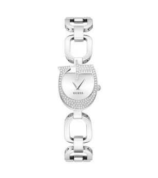 Сребрист дамски часовник с кристали Guess снимка