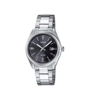Дамски сребрист часовник с черен циферблат Casio снимка