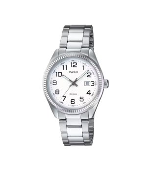 Дамски сребрист часовник с бял циферблат Casio снимка