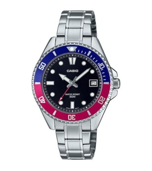 Мъжки сребрист часовник с черен циферблат CASIO снимка