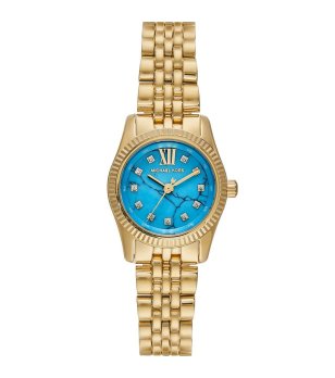 Дамски златист часовник със син циферблат Michael Kors снимка