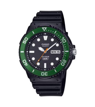 Мъжки черен часовник със зелен безел Casio снимка