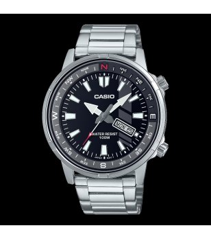 Мъжки сребрист часовник с черен циферблат Casio снимка