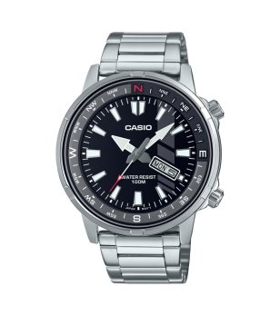 Мъжки сребрист часовник с метална верижка Casio снимка