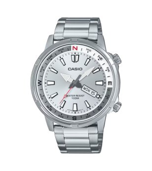 Мъжки сребрист часовник с метална верижка Casio снимка