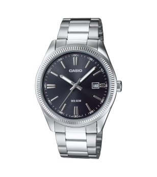 Сребрист мъжки часовник с черен циферблат Casio снимка