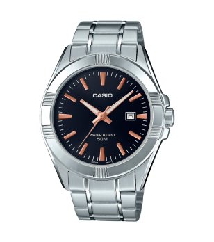 Мъжки сребрист часовник с черен циферблат Casio снимка