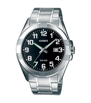 Мъжки сребрист часовник с черен циферблат Casio снимка