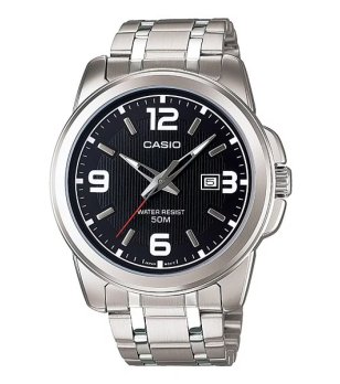 Мъжки сребрист часовник с черен циферблат Casio снимка