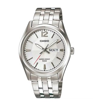 Сребрист мъжки часовник с метална верижка Casio снимка