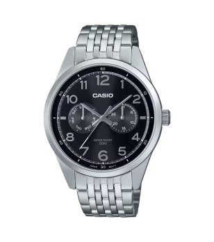 Мъжки сребрист часовник с черен циферблат Casio снимка