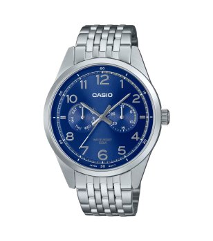 Мъжки сребрист часовник със син циферблат Casio снимка