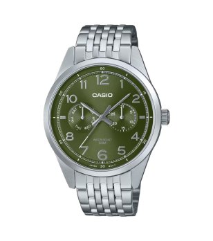 Мъжки сребрист часовник със зелен циферблат Casio снимка
