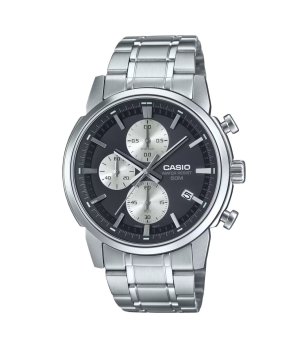 Мъжки сребрист часовник с метална верижка Casio снимка