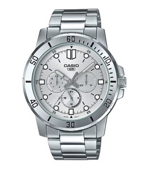 Мъжки сребрист часовник с метална верижка Casio снимка