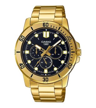 Мъжки златист часовник с черен циферблат Casio снимка