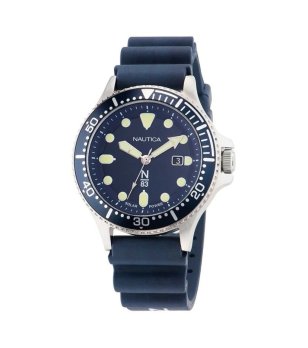 Мъжки тъмносин часовник със силиконова верижка Nautica снимка