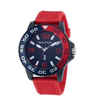 Мъжки червен кварцов часовник с силиконова каишка Nautica снимка