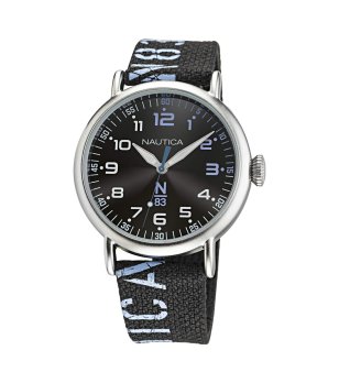 Мъжки черен часовник с текстилна верижка Nautica снимка