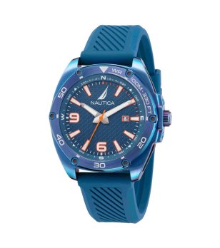 Син мъжки часовник с силиконова каишка Nautica снимка