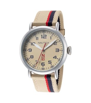 Мъжки бежов часовник с текстилна каишка Nautica снимка