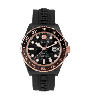 Мъжки черен часовник с черна силиконова каишка GMT CHALLENGE I Philipp Plein снимка