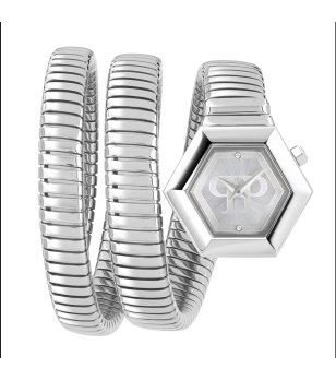 Сребрист дамски часовник с шестоъгълен циферблат SNAKE HEXAGON Philipp Plein снимка