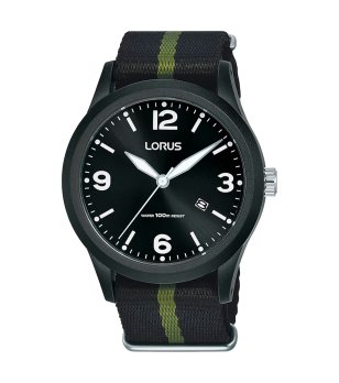 Черен спортен часовник с текстилна каишка Lorus снимка