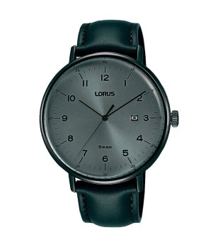 Мъжки часовник в тъмносиво с черна кожена каишка Lorus снимка