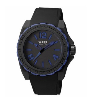Мъжки черен часовник с каучукова верижка Watxandco снимка