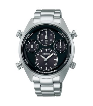 Мъжки сребрист часовник с хронограф SEIKO PROSPEX SPEEDTIMER SOLAR CHRONO 8A50 снимка