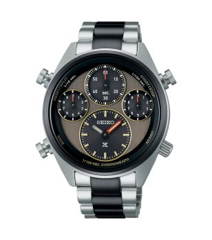 Мъжки сребристо-черен часовник с метална верижка SEIKO PROSPEX SPEEDTIMER снимка