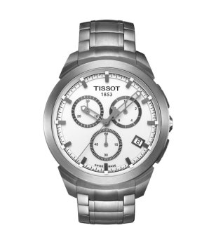 Мъжки сив титаниев хронограф часовник с бял циферблат Tissot T-SPORT снимка