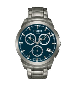 Мъжки сив титанов часовник с тъмносин циферблат T-Sport Titanium Chronograph Tissot снимка