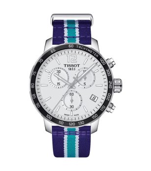 Мъжки сребрист кварцов часовник с бял циферблат Tissot QUICKSTER GTS NBA снимка