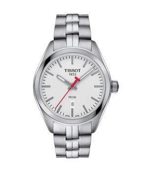 Дамски сребрист часовник с метална верижка Tissot PR100 снимка