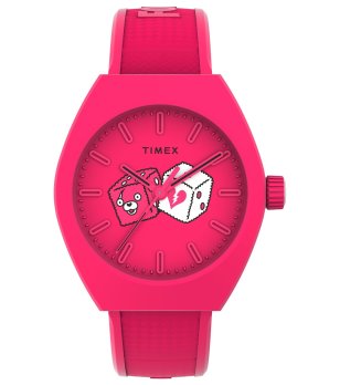 Розов кварцов часовник с розова каучукова верижка Timex снимка