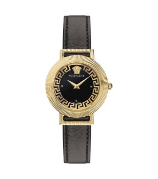 Дамски златист часовник с черна кожена каишка GRECA CHIC Versace снимка